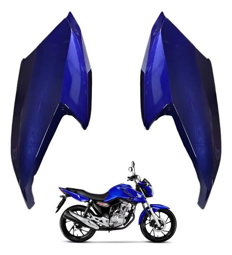 Par de Aletas Abas do Tanque Paramotos Honda Cg 160 Fan Start 2022 a 2024 Azul