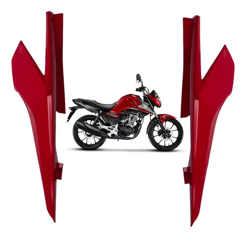 Par de Rabetas Laterais Paramotos Honda Cg 160 Titan 2022 a 2024 Vermelho Pimenta
