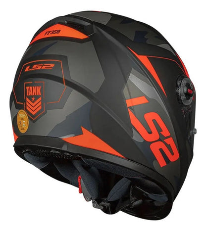 Capacete LS2 FF358 Tank Preto Laranja Fosco Tamanho 62/XL