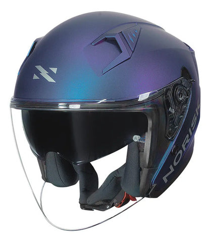 Capacete Aberto Norisk Downtown II Solid com Óculos Solar Interno Azul Fosco Tamanho 58/M