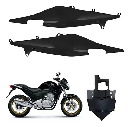 Kit Rabeta Lateral Completa Paramotos Honda Cb 300r 2009 a 2012 Preto Fosco