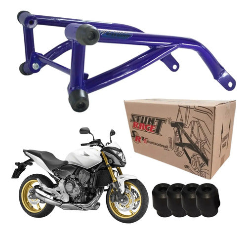 Protetor de Motor Stunt Race Cage Honda Cb 600f Hornet 2008 em diante Azul Metálico