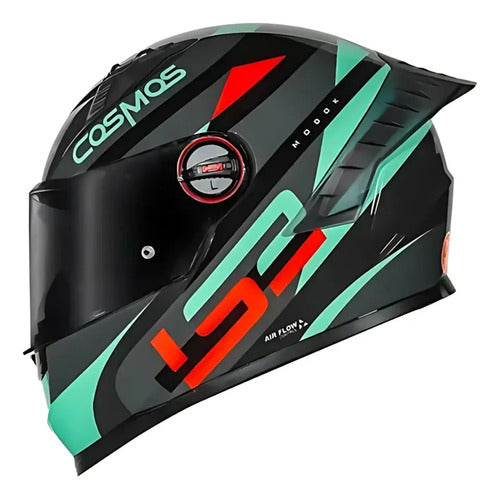 Capacete LS2 FF358 Pro Modok com Spoiler Preto Verde Laranja Brilhante