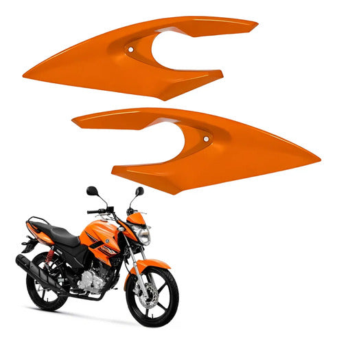 Par de Carenagens Laterais do Farol Paramotos Yamaha Fazer 150 2014 a 2015 Laranja Metálico