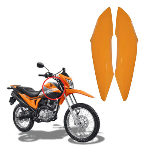 Par de Abas do Tanque Paramotos Honda Bros 160 2015 a 2021 Laranja