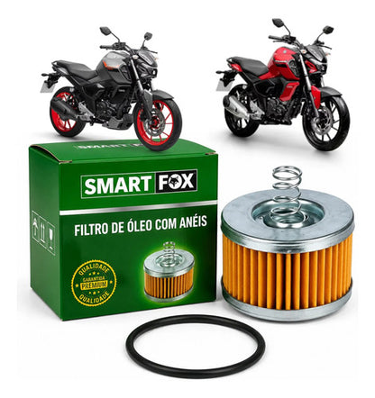 Filtro de Óleo com Anéis de Vedação Smartfox Yamaha Factor 125 Fazer Factor Crosser 150