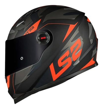 Capacete LS2 FF358 Tank Preto Laranja Fosco Tamanho 62/XL