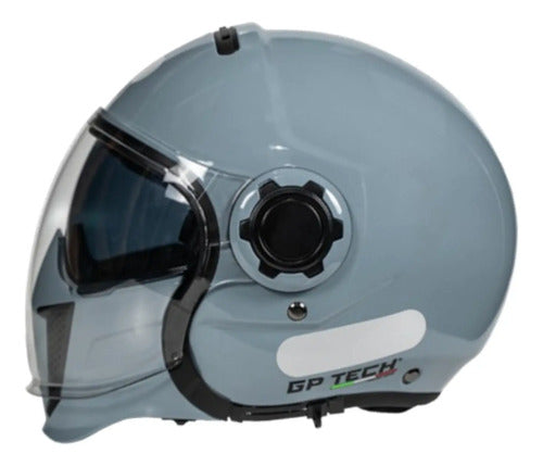 Capacete Aberto GP Tech Zoom Solid com Óculos Solar Interno Cinza Metálico Tamanho 58