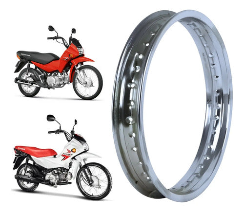Aro de Roda Dianteira Smartfox Honda Pop Biz 100 Biz 125 Pop 110i Biz 110i 1.40x17 Cromado