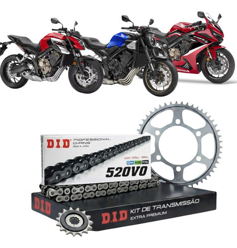 Kit Relação DID Premium com Retentor Honda Cb 650r Cbr 650r 2014 em diante 525VO 118L 42/15T