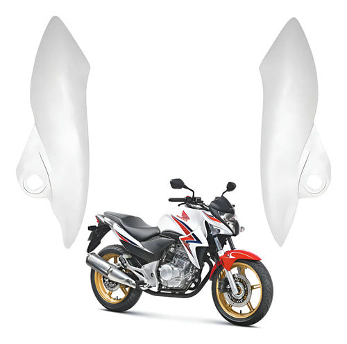 Par de Bananinhas Carenagens Laterais do Farol Paramotos Honda Cb 300r 2013 em diante Branco