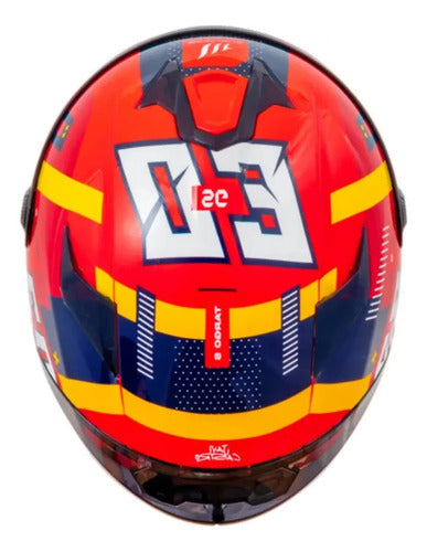 Capacete MT Helmets Targo S Sergio Garcia 2024 Vermelho Amarelo Azul Brilhante