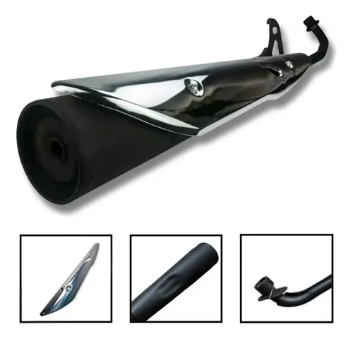 Escapamento Completo com Protetor Iron Shineray Jet 50 2020 a 2025 Jet 125 2023 a 2025 Preto