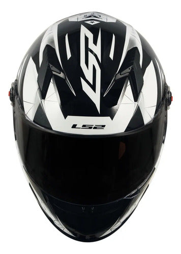 Capacete LS2 FF358 Draze Preto Branco Brilhante