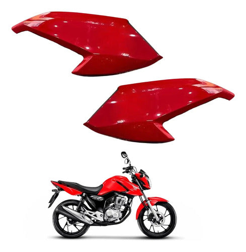 Par de Aletas Abas do Tanque Paramotos Honda Cg 160 Fan Start 2022 a 2024 Vermelho