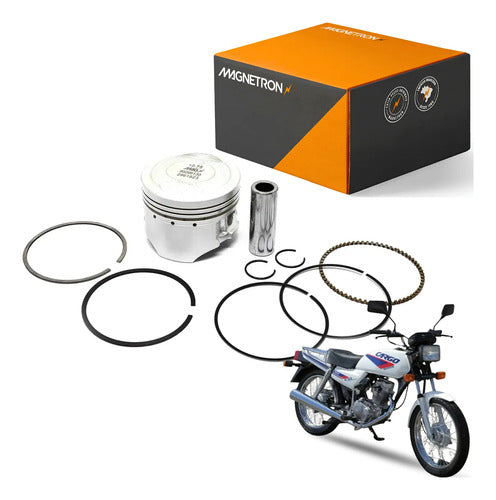 Kit Pistão com Anéis Magnetron Honda Cg 125 Cargo Today 1992 a 2000 Xlr 125 1997 a 2002 0,75 mm
