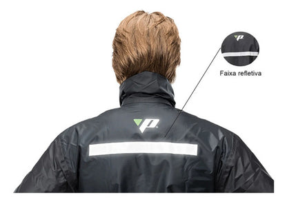 Capa de Chuva Conjunto Pantaneiro Nylon com Gola Preto