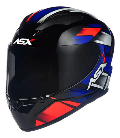 Capacete ASX City Start Preto Vermelho Azul Brilhante