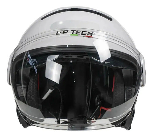 Capacete Aberto GP Tech Zoom Solid com Óculos Solar Interno Branco Brilhante
