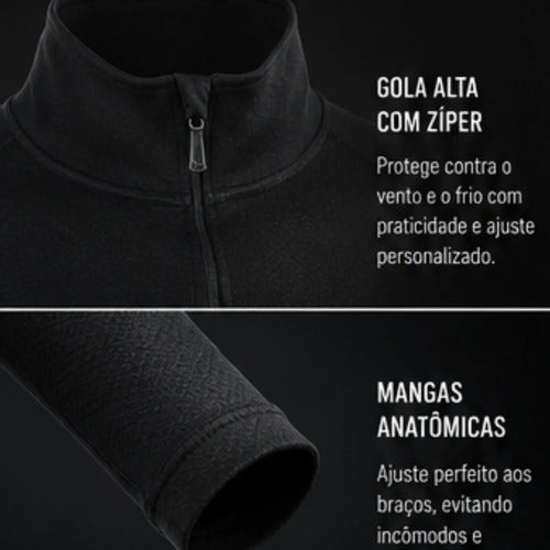 Blusa Térmica Segunda Pele Curtlo Thermoskin com Gola Masculina Preto