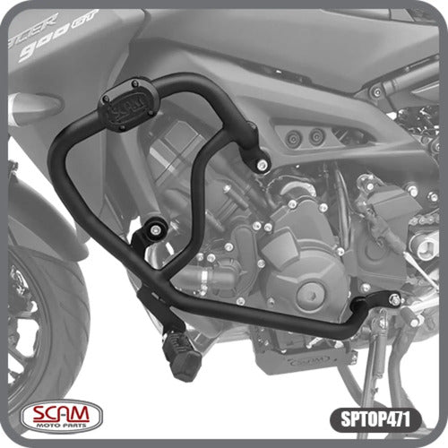 Protetor de Motor com Pedaleira Scam Yamaha Tracer 900 2020 em diante Preto Fosco