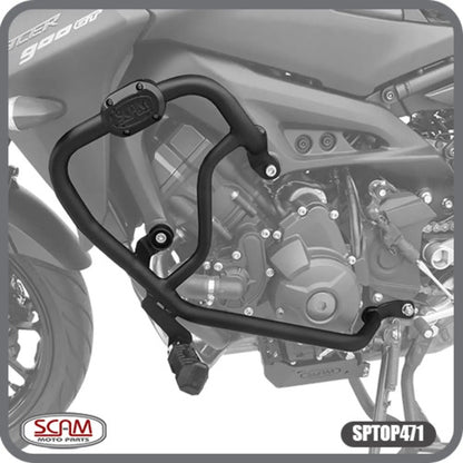 Protetor de Motor com Pedaleira Scam Yamaha Tracer 900 2020 em diante Preto Fosco