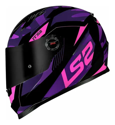 Capacete LS2 FF358 Tank Preto Roxo Brilhante Tamanho 60/L