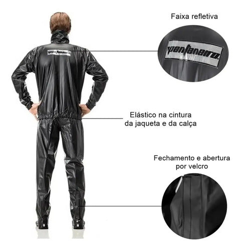Capa de Chuva Conjunto Pantaneiro Tornado PVC com Gola e Bolso Preto