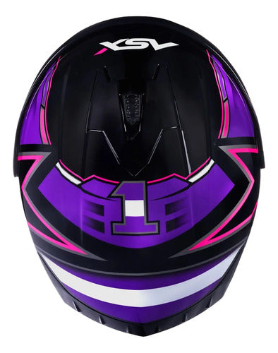 Capacete ASX Draken Pilot Preto Lilás Rosa Brilhante