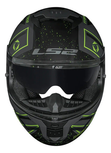 Capacete LS2 FF808 Stream II Maze com Óculos Solar Interno Cinza Preto Fosco