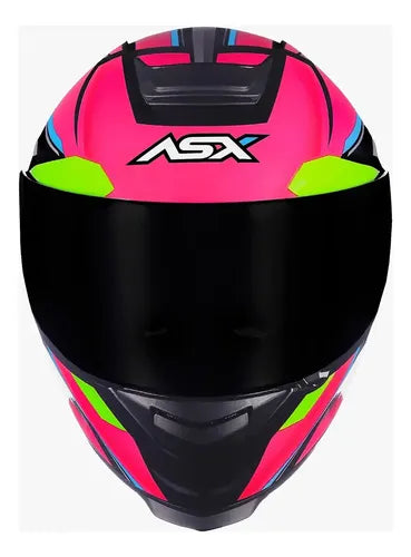 Capacete ASX Eagle Explorer Preto Rosa Prata Brilhante