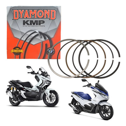 Jogo de Anéis do Pistão KMP Dyamond Honda Adv 150 2021 a 2024 Pcx 150 2016 a 2022 0,25