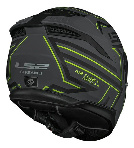 Capacete LS2 FF808 Stream II Maze com Óculos Solar Interno Cinza Preto Fosco