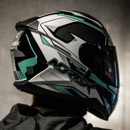 Capacete Norisk Razor Speedmax Preto Verde Branco Brilhante Tamanho 56/S