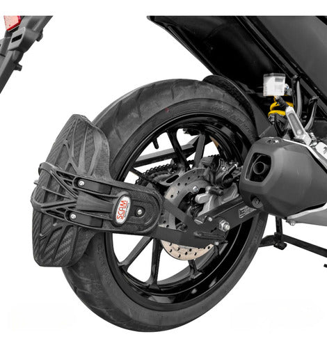 Paralama Traseiro Antispray Scam Yamaha Fazer Fz15 150 2023 a 2025 Preto Fosco