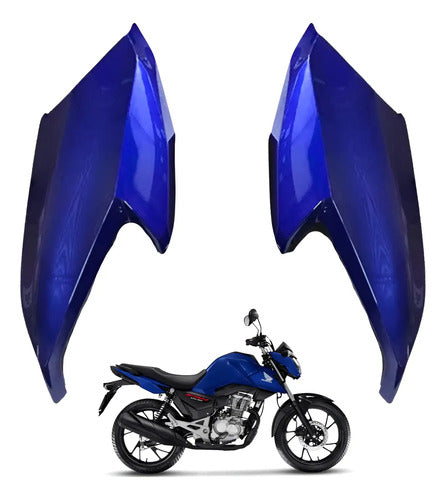 Par de Abas do Tanque Paramotos Honda Cg 160 Fan Start 2016 a 2021 Azul