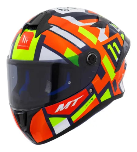 Capacete MT Helmets Targo S Sergio Garcia 2023 Laranja Vermelho Amarelo Brilhante
