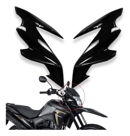 Par de Carenagens Laterais do Farol Paramotos Honda Bros 160 2022 a 2024 Preto Brilhante