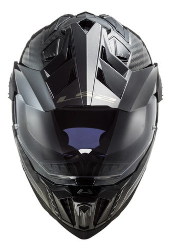 Capacete Off-Road LS2 MX701 Explorer C Solid com Óculos Solar Interno Preto Brilhante
