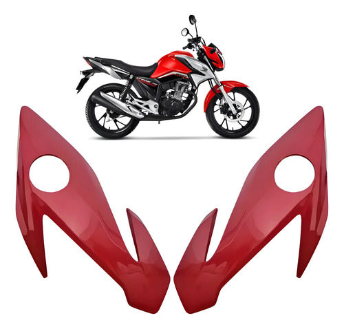 Par de Carenagens Laterais do Farol Paramotos Honda Cg 160 Titan 2022 a 2024 Vermelho Guaraú