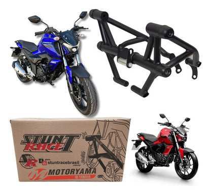 Protetor de Motor Stunt Race Street Cage Yamaha Fazer Fz15 150 2023 a 2024 Preto Fosco
