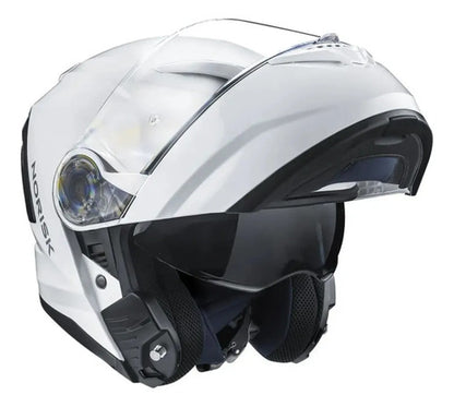 Capacete Escamoteável Norisk Force II Solid com Óculos Solar Interno Branco Brilhante Tamanho 58/M
