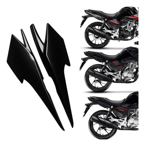 Par de Rabetas Laterais Paramotos Honda Cg 160 Titan Fan Start 2025 em diante Preto Liso