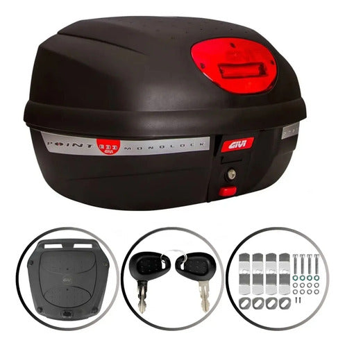 Bauleto Baú Traseiro Givi E33N Point Monolock 33 Litros Lente Vermelha