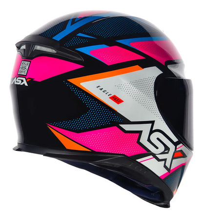 Capacete ASX Eagle Fast Preto Rosa Branco Brilhante