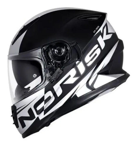 Capacete Norisk FF302 Manty com Óculos Solar Interno Preto Prata Fosco