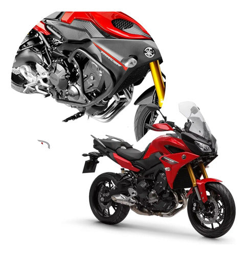 Protetor de Motor com Pedaleira Scam Yamaha Tracer 900 2017 a 2018 Preto Fosco