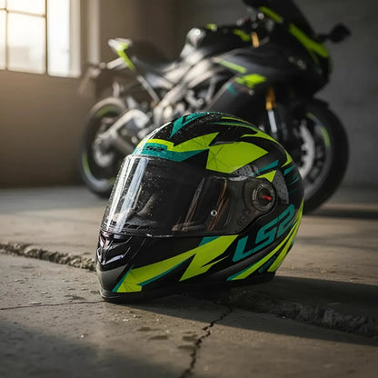 Capacete LS2 FF358 Draze Preto Amarelo Verde Brilhante Tamanho 60/L
