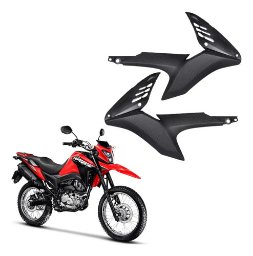 Par de Acabamentos Internos da Aba do Tanque Paramotos Honda Bros 160 2015 a 2021 Preto