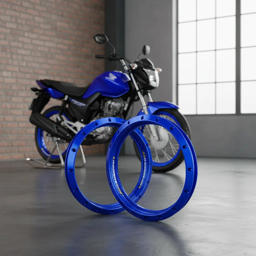 Par de Aros de Roda GS Monaco Honda Cg 125 150 160 Titan Fan Start 1.85x18 Azul